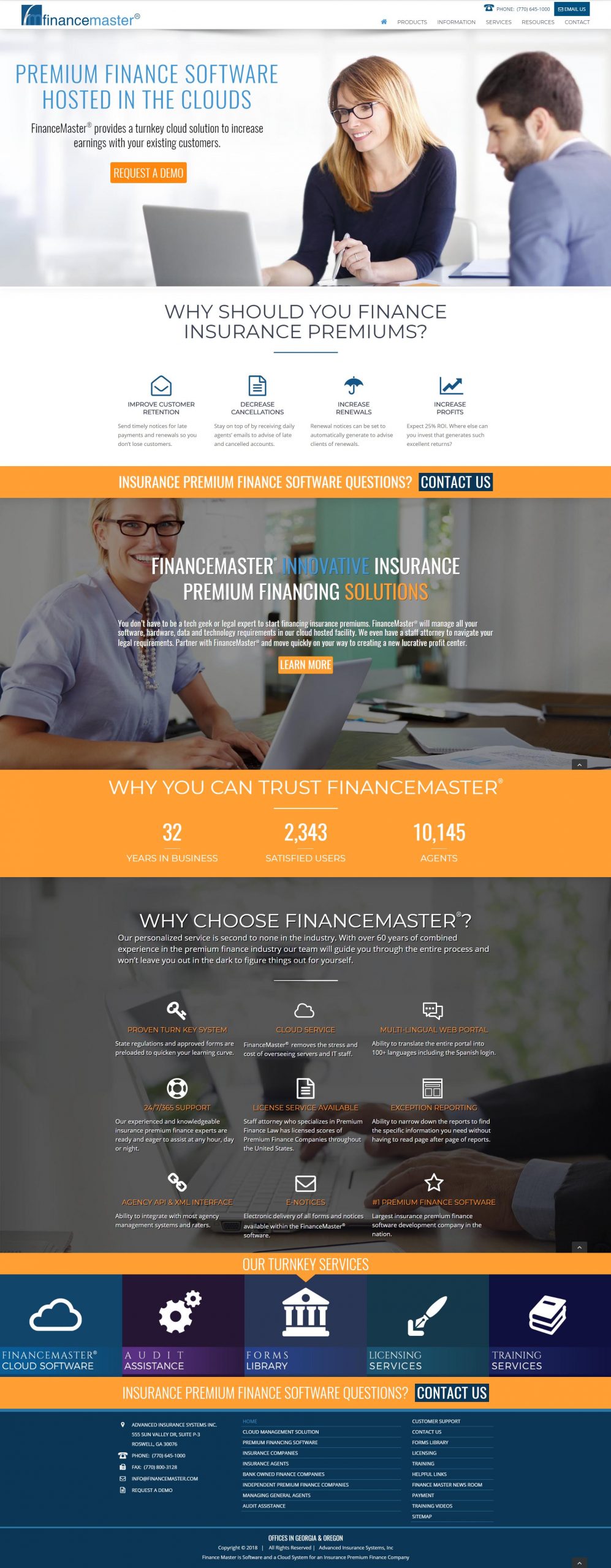 Financing Software Website Design Page
